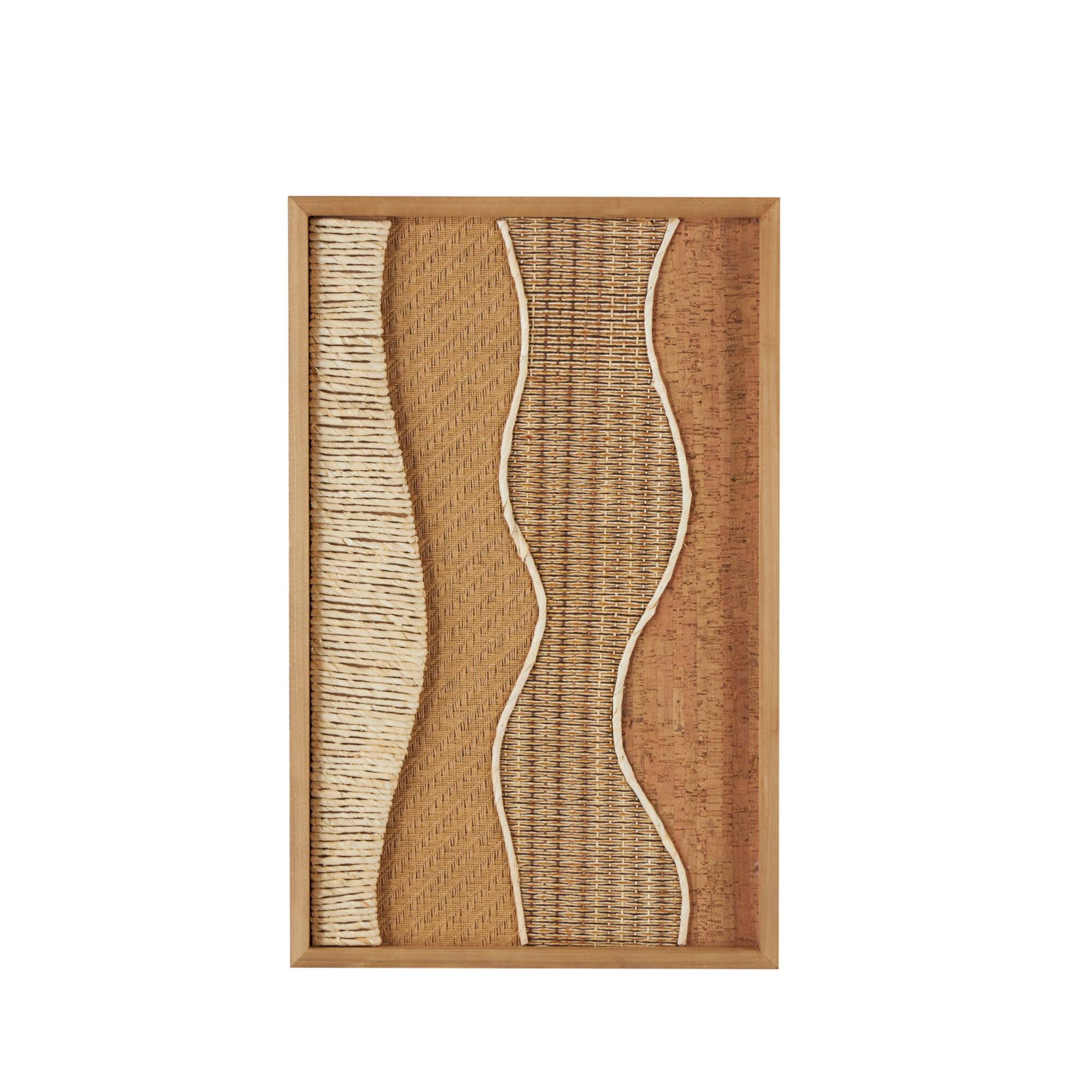 15" x 23" Handmade Brown Wood Abstract Wall Décor with Dimensional Wavy Design